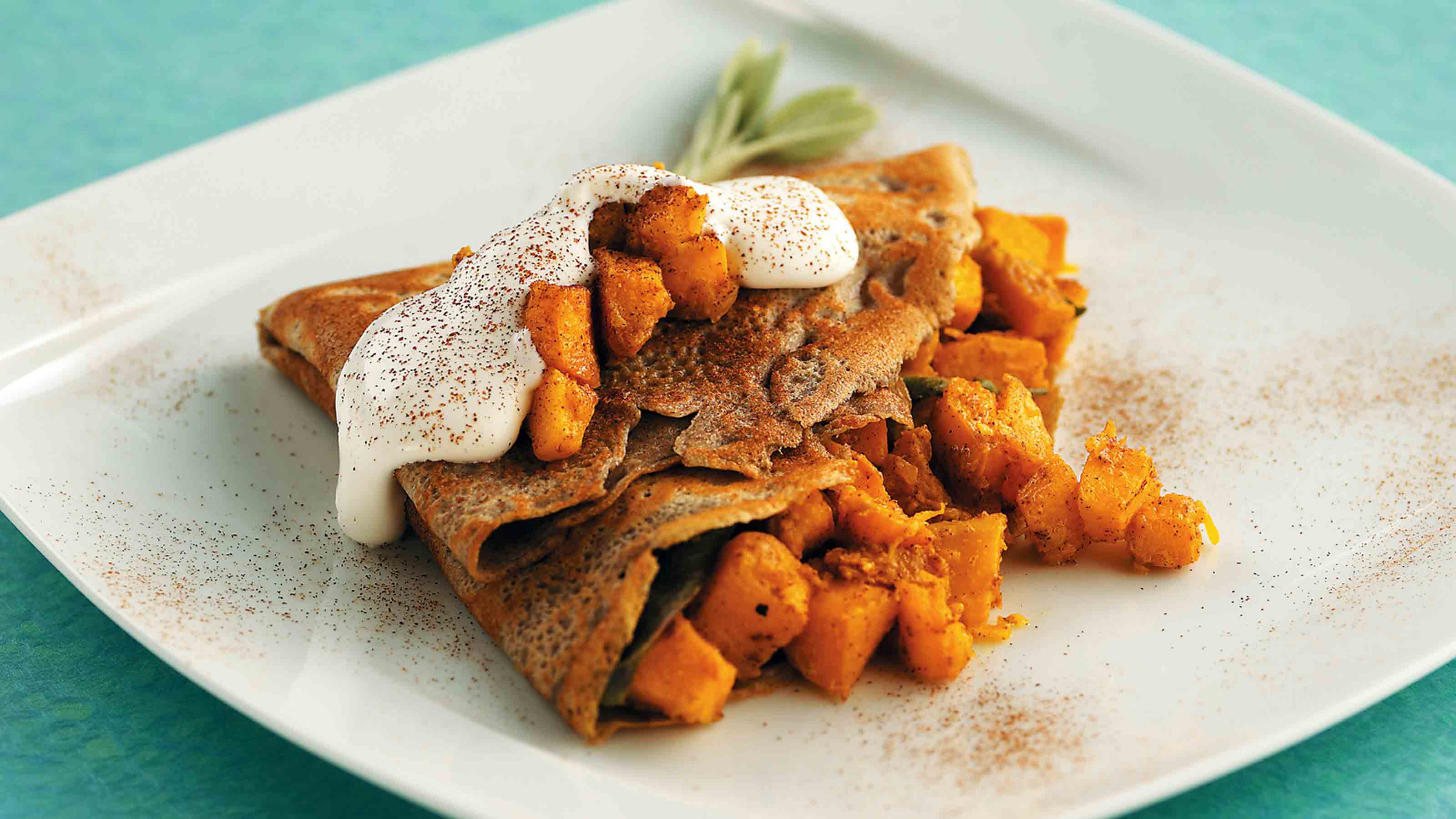 Pumpkin Crêpe With Sage and Brown Sugar Plate